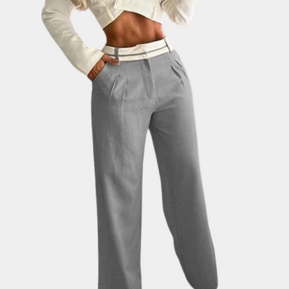 2-Delige stijlvolle losse high waist broek en blazer dames set - Samantha