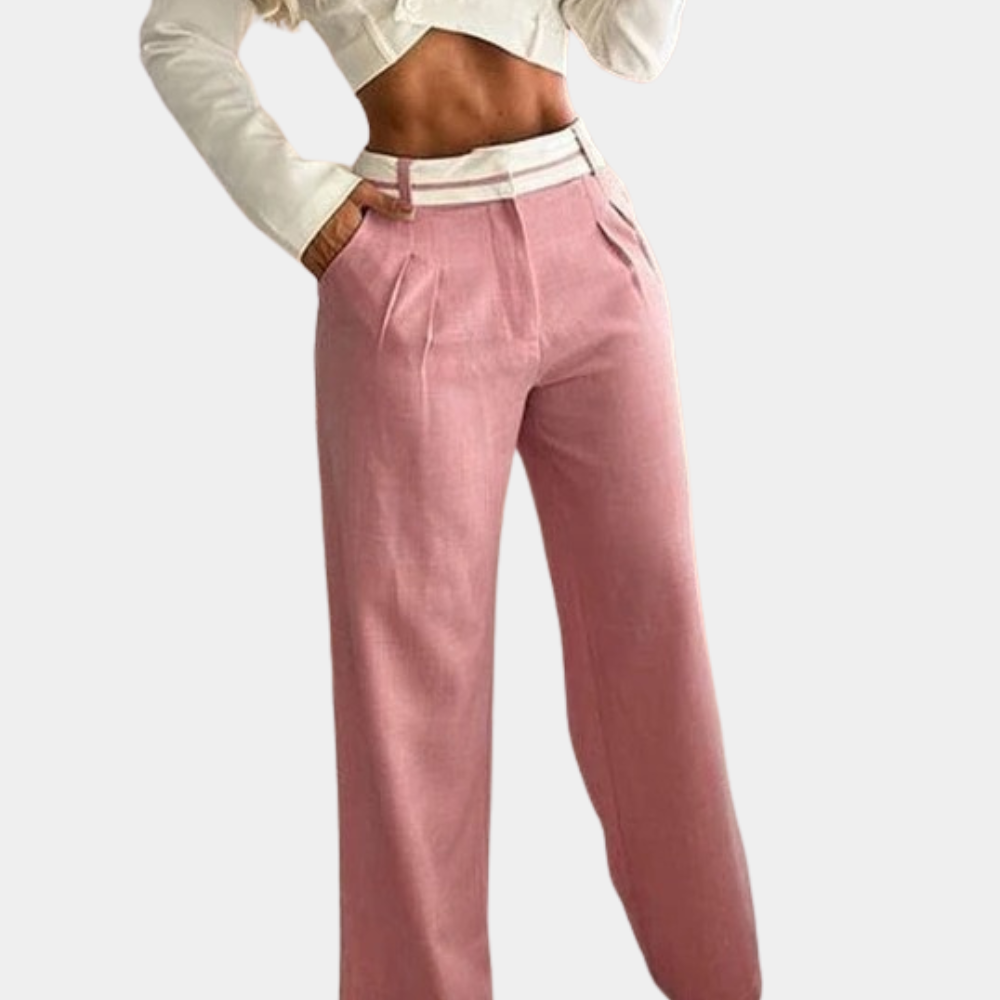 2-Delige stijlvolle losse high waist broek en blazer dames set - Samantha