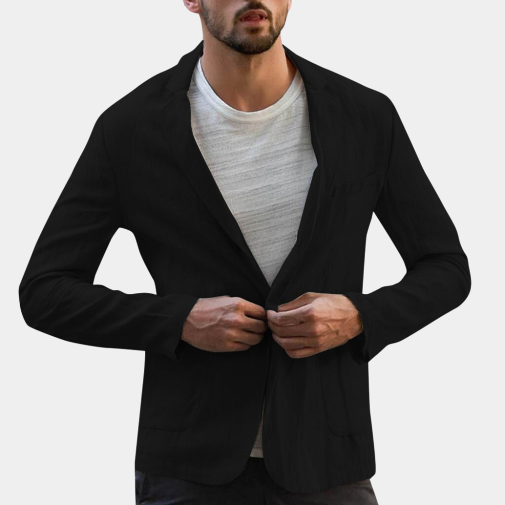 Casual linnen blazer effen lichtgewicht met zakken heren - Jean