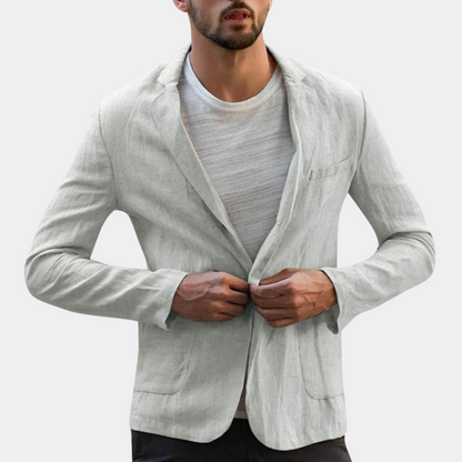 Casual linnen blazer effen lichtgewicht met zakken heren - Jean