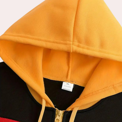 Casual oranje hoodie met kleurblok heren - Duits