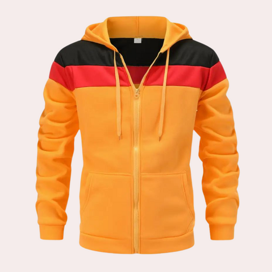 Casual oranje hoodie met kleurblok heren - Duits