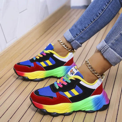 Sneaker Colorblock Design met Regenboogzool – Rufina