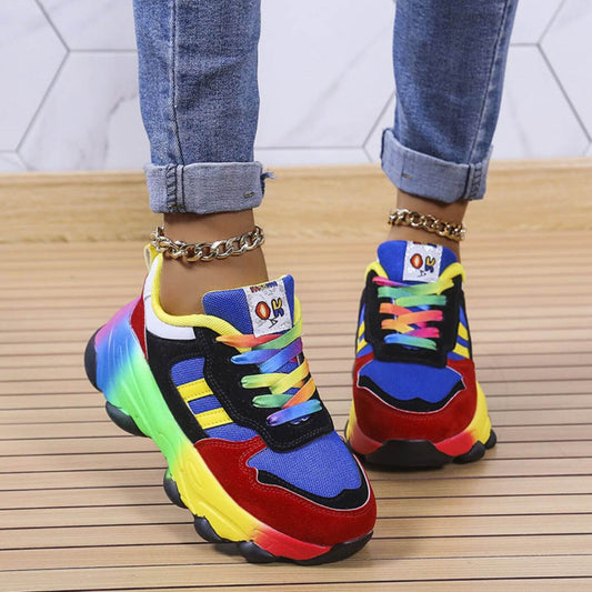 Sneaker Colorblock Design met Regenboogzool – Rufina