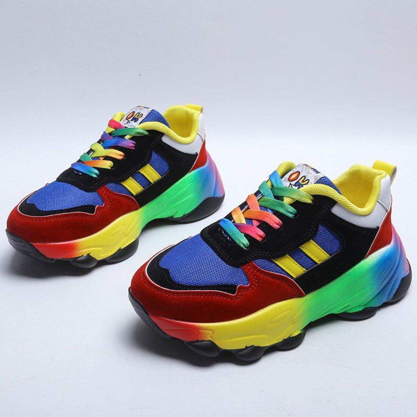 Sneaker Colorblock Design met Regenboogzool – Rufina