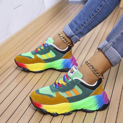 Sneaker Colorblock Design met Regenboogzool – Rufina