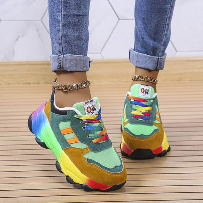 Sneaker Colorblock Design met Regenboogzool – Rufina