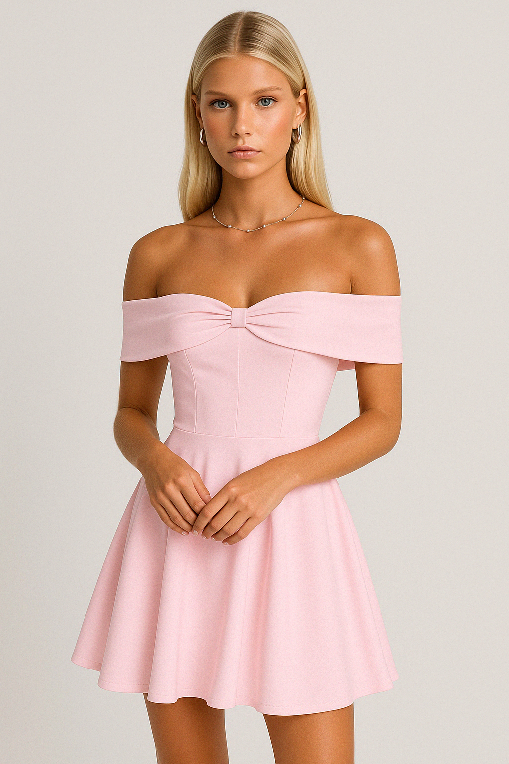 Off Shoulder Jurk A-Lijn Mini Lengte Ademend – Willeke