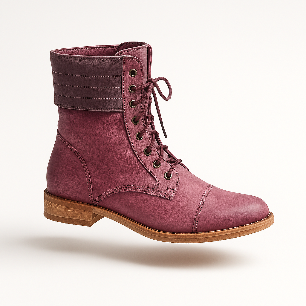 Leren Retro Veterlaarzen Vintage Stijl – Femkie