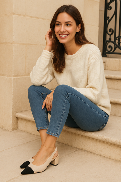 Slingback Hak Puntige Neus Elegant Design – Ursuline