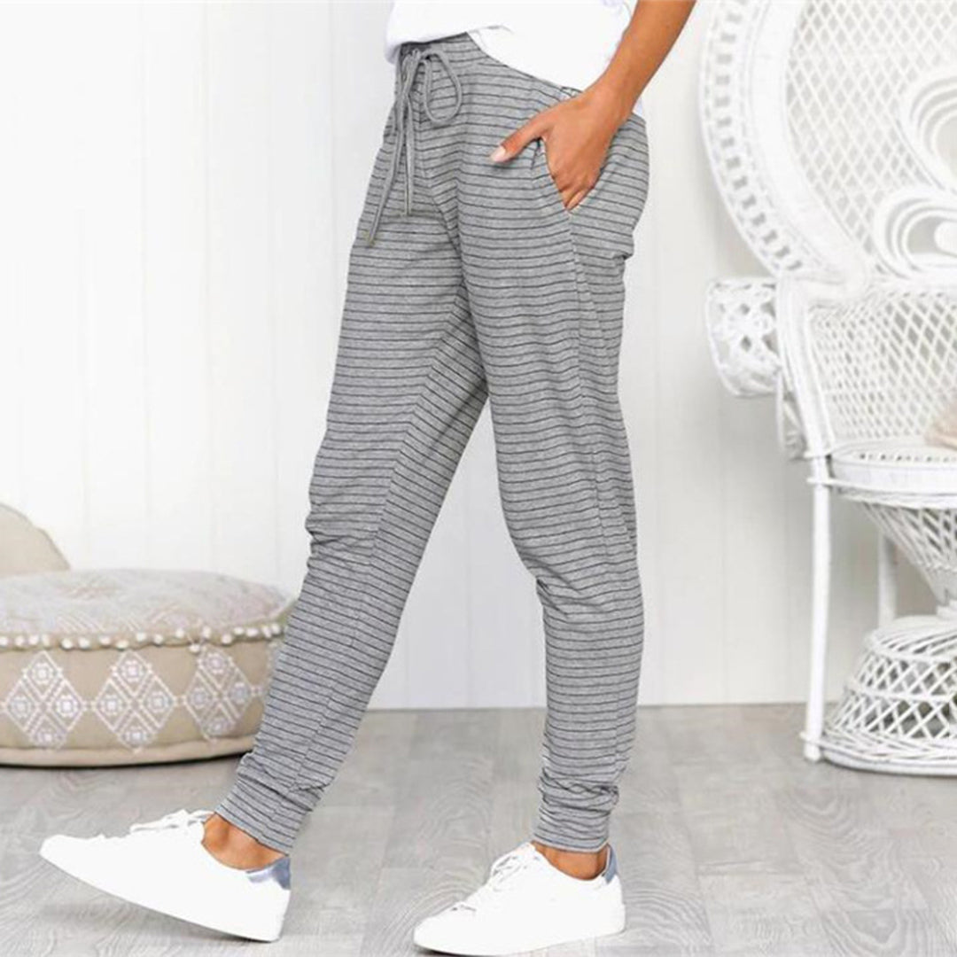 gestreepte broek slim casual comfort dames - Veerle