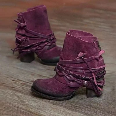 Cowgirl Laarsjes Vintage Suède Halfhoog – Aaltje