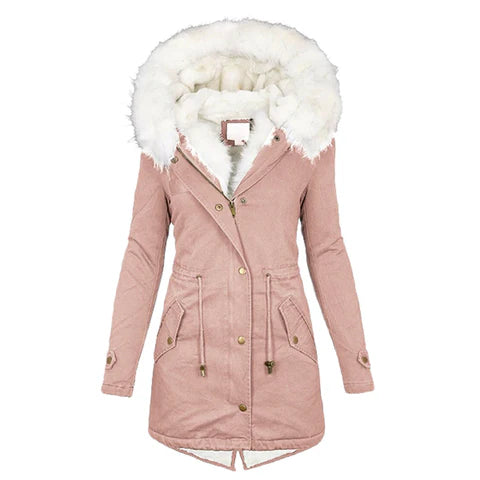 Dames winterjas lange parka bontrand capuchon - Isabel