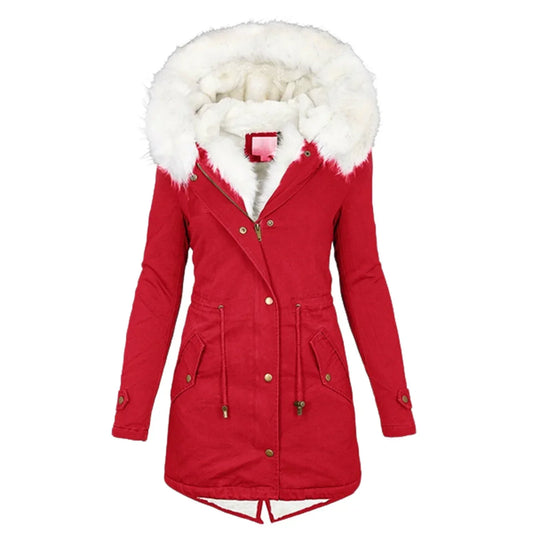 Dames winterjas lange parka bontrand capuchon - Isabel