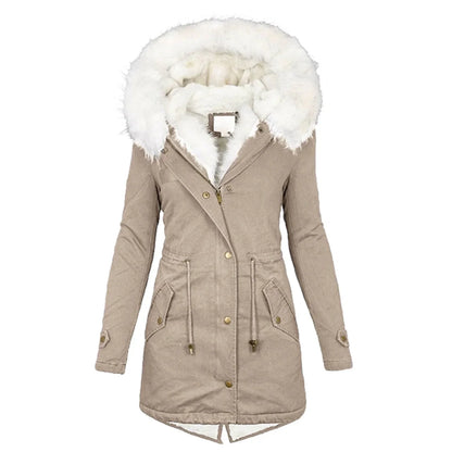 Dames winterjas lange parka bontrand capuchon - Isabel