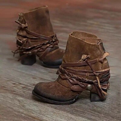Cowgirl Laarsjes Vintage Suède Halfhoog – Aaltje