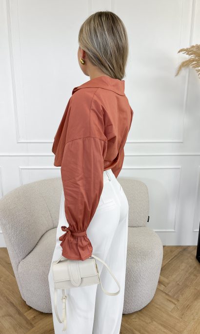 cropped effen blouse met knopen - Evie