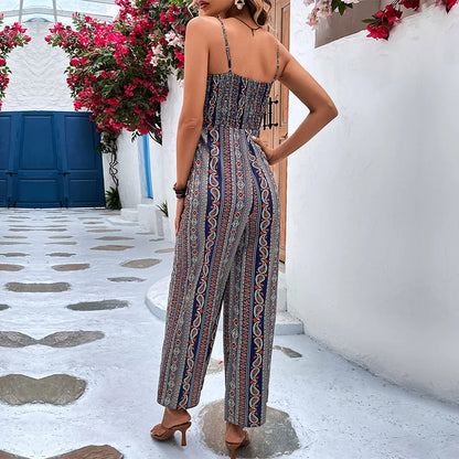 jumpsuit Boheemse print en rijgsluiting - Manon