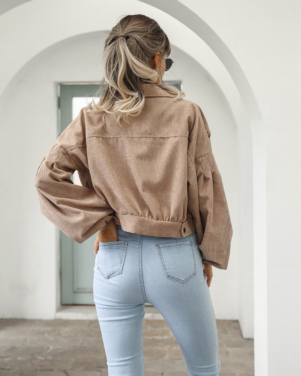 Corduroy jacket cropped knoopsluiting voor dames - Sabine