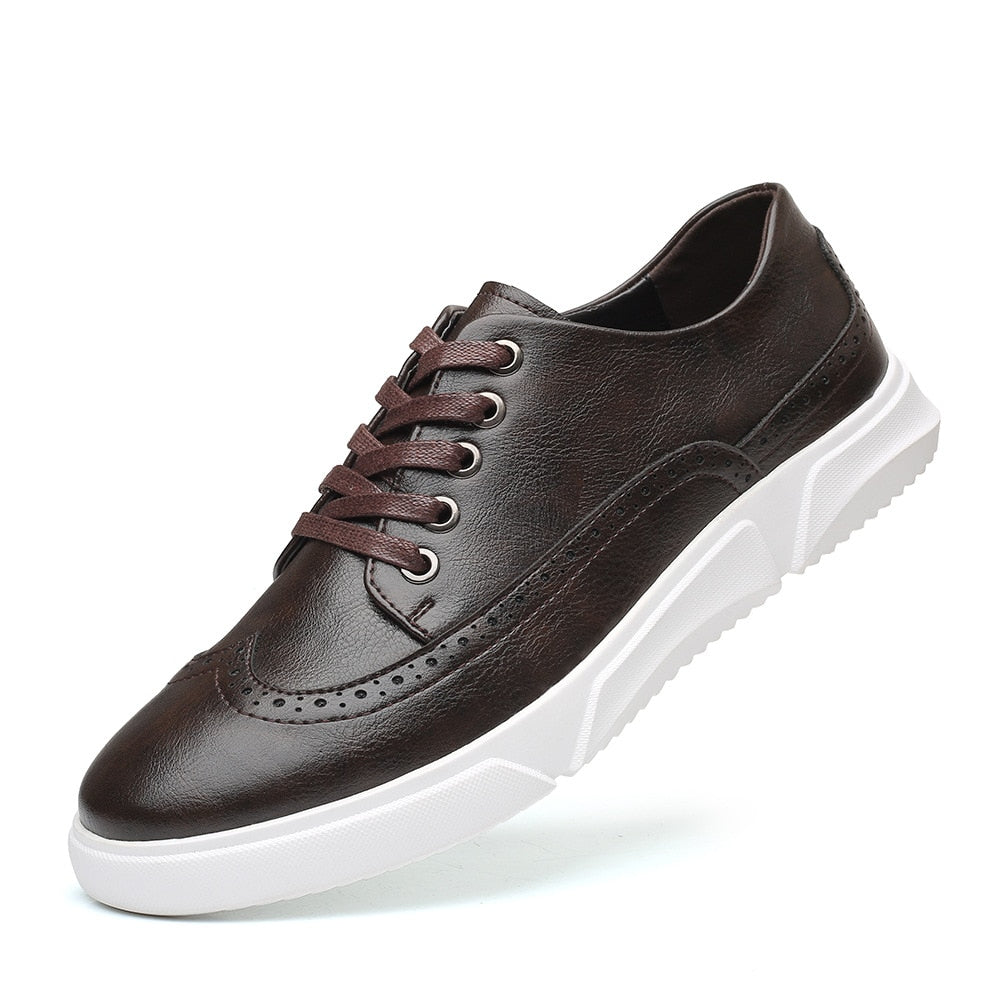 Mannen leren casual fashion platte ademende lace-up schoenen - Heijn