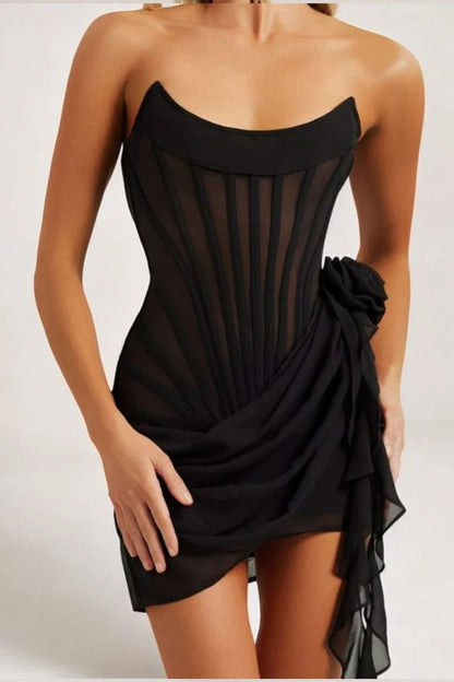 Mini Jurk Strapless Sheer Stof – Jacobine