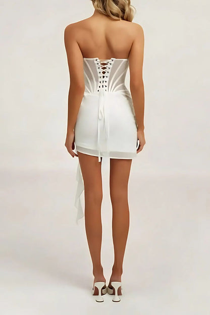 Mini Jurk Strapless Sheer Stof – Jacobine