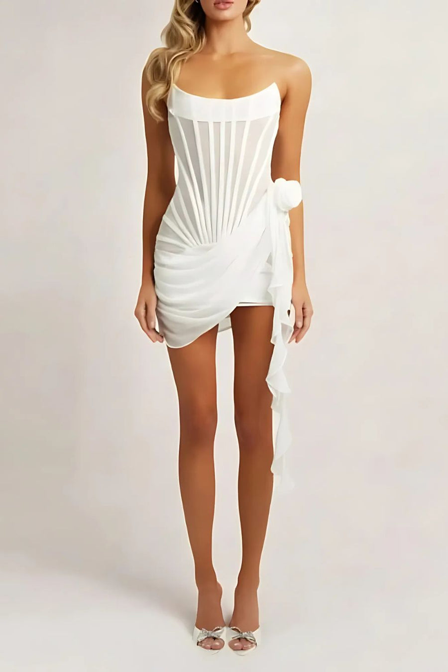 Mini Jurk Strapless Sheer Stof – Jacobine