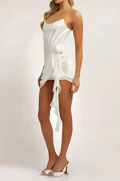 Mini Jurk Strapless Sheer Stof – Jacobine