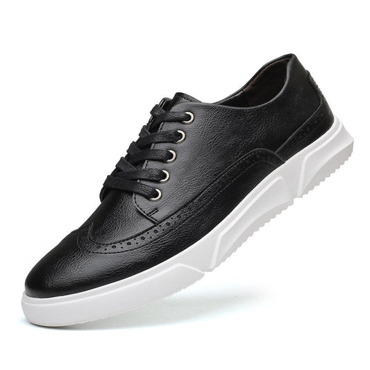 Mannen leren casual fashion platte ademende lace-up schoenen - Heijn