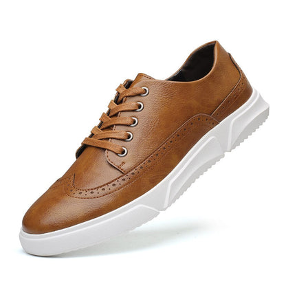 Mannen leren casual fashion platte ademende lace-up schoenen - Heijn