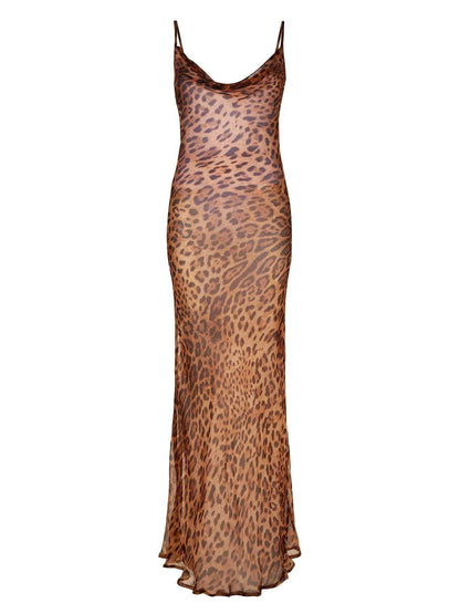 Panter maxi jurk spaghettibandjes bodycon - Melany