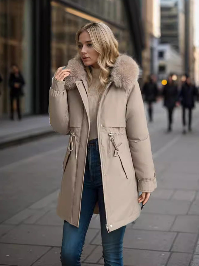 Casual winterparka bontkraag jas effen - Jolene