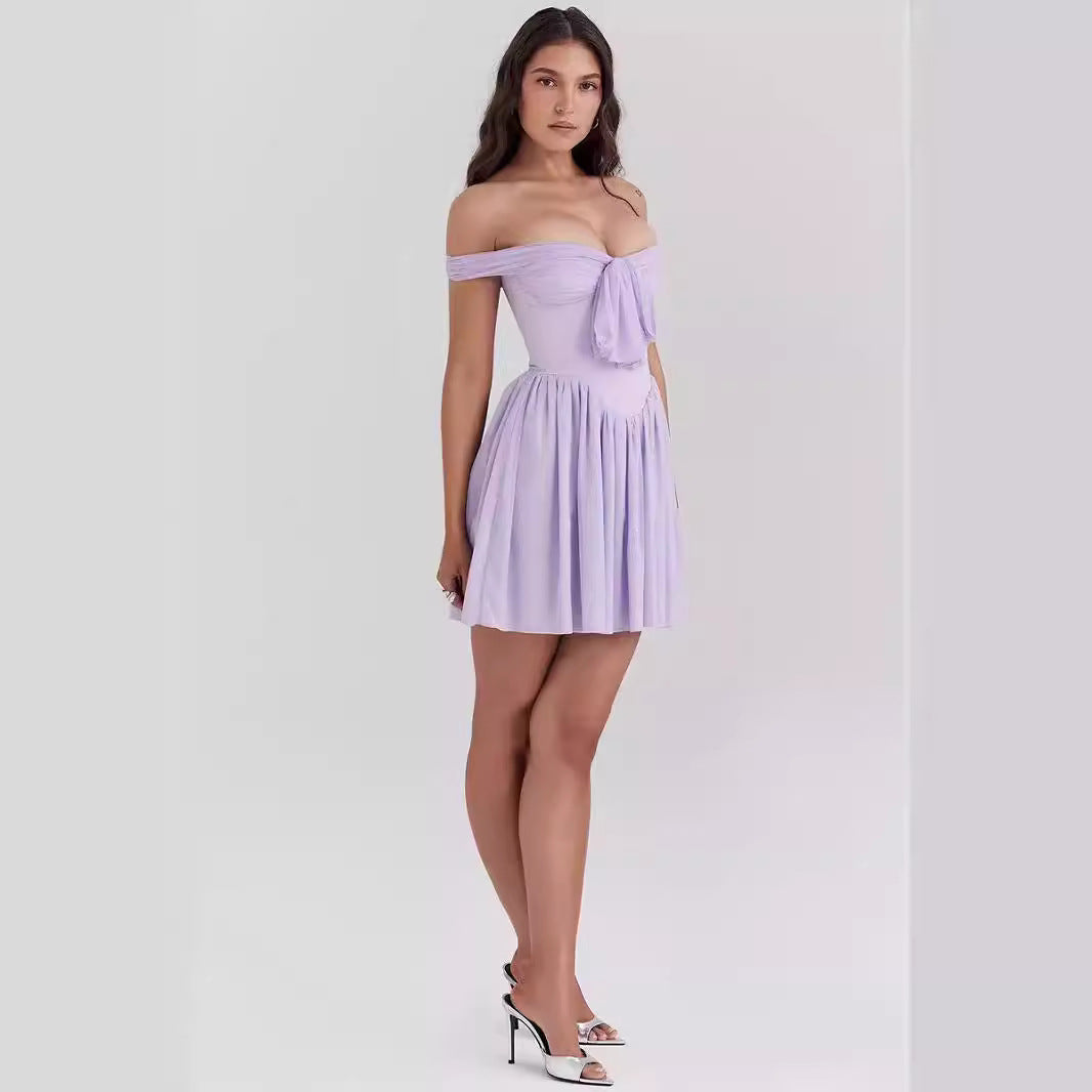 Mini Jurk Off Shoulder Luchtige Stof – Henzke