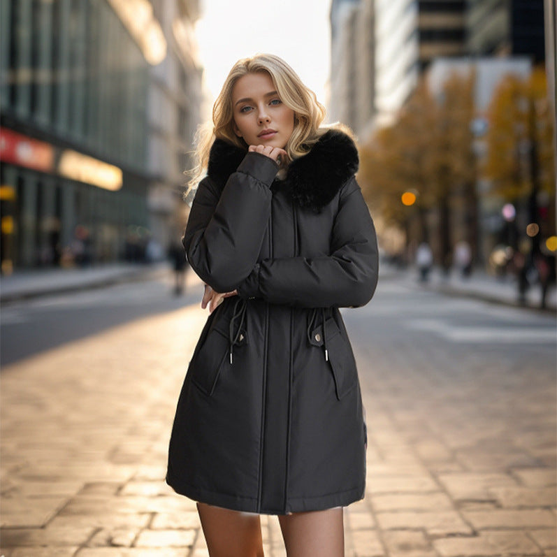 Casual winterparka bontkraag jas effen - Jolene