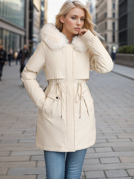 Casual winterparka bontkraag jas effen - Jolene