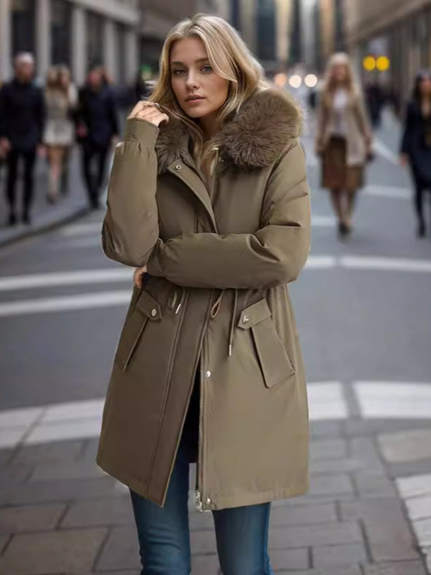 Casual winterparka bontkraag jas effen - Jolene