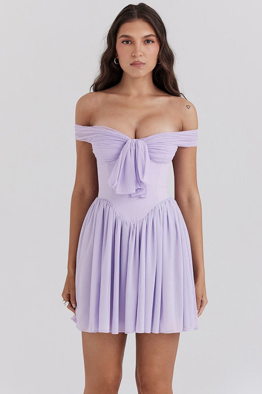 Mini Jurk Off Shoulder Luchtige Stof – Henzke