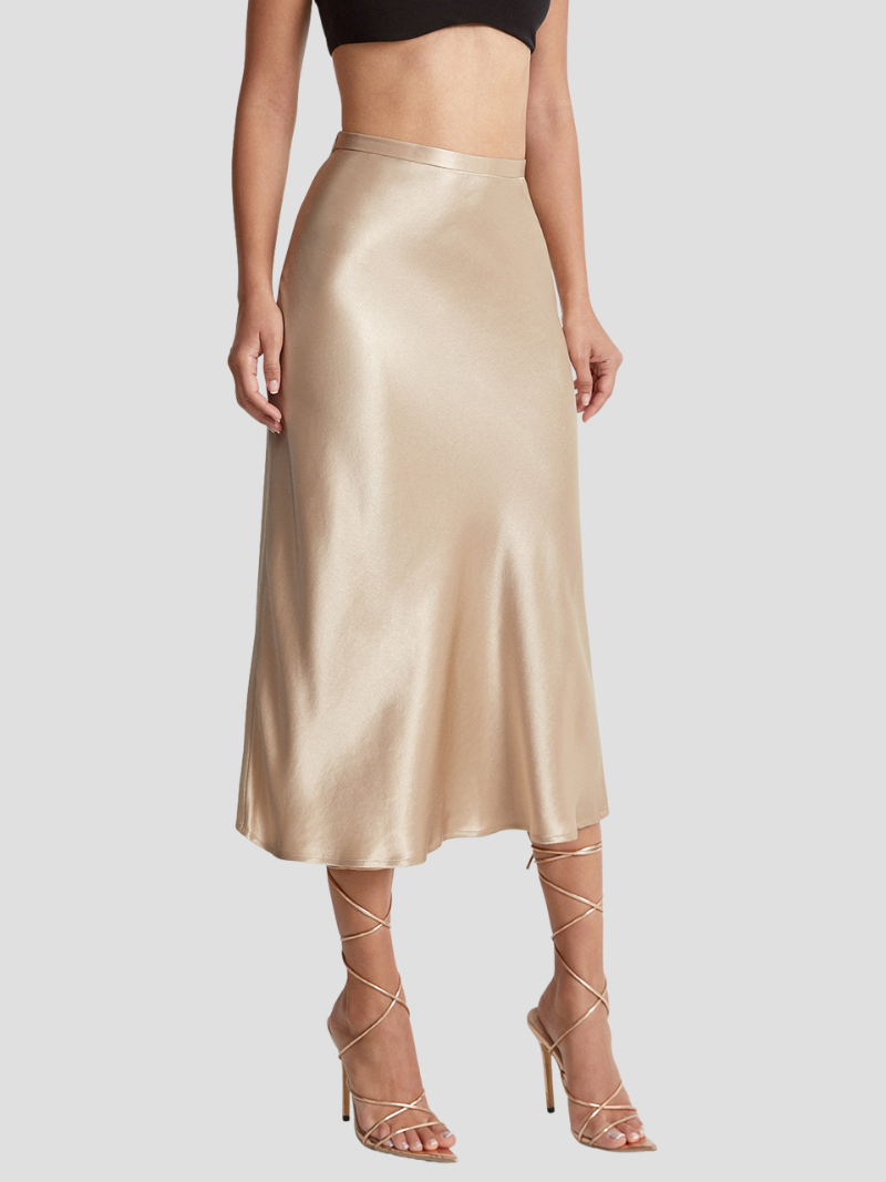 Midi Rok Elegante Satijnen Afwerking – Catharina