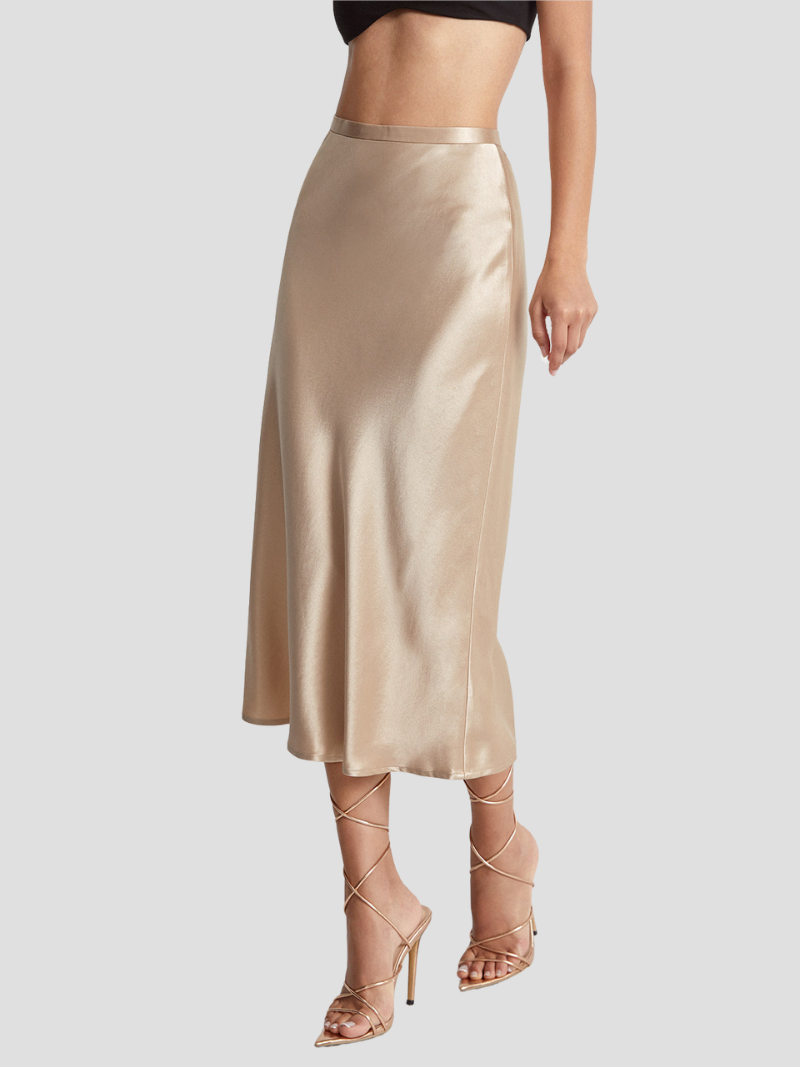 Midi Rok Elegante Satijnen Afwerking – Catharina
