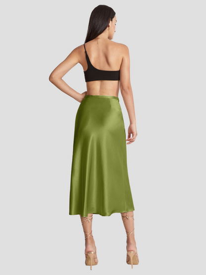 Midi Rok Elegante Satijnen Afwerking – Catharina