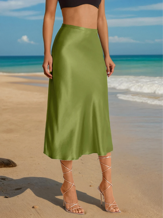 Midi Rok Elegante Satijnen Afwerking – Catharina