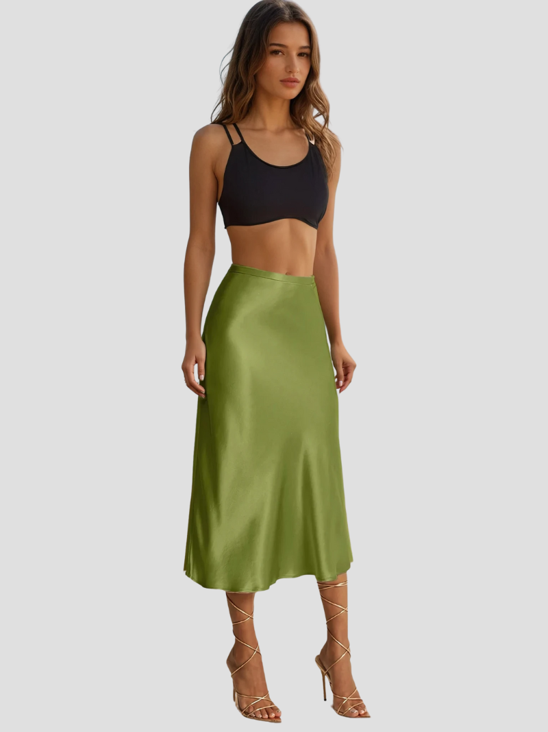 Midi Rok Elegante Satijnen Afwerking – Catharina