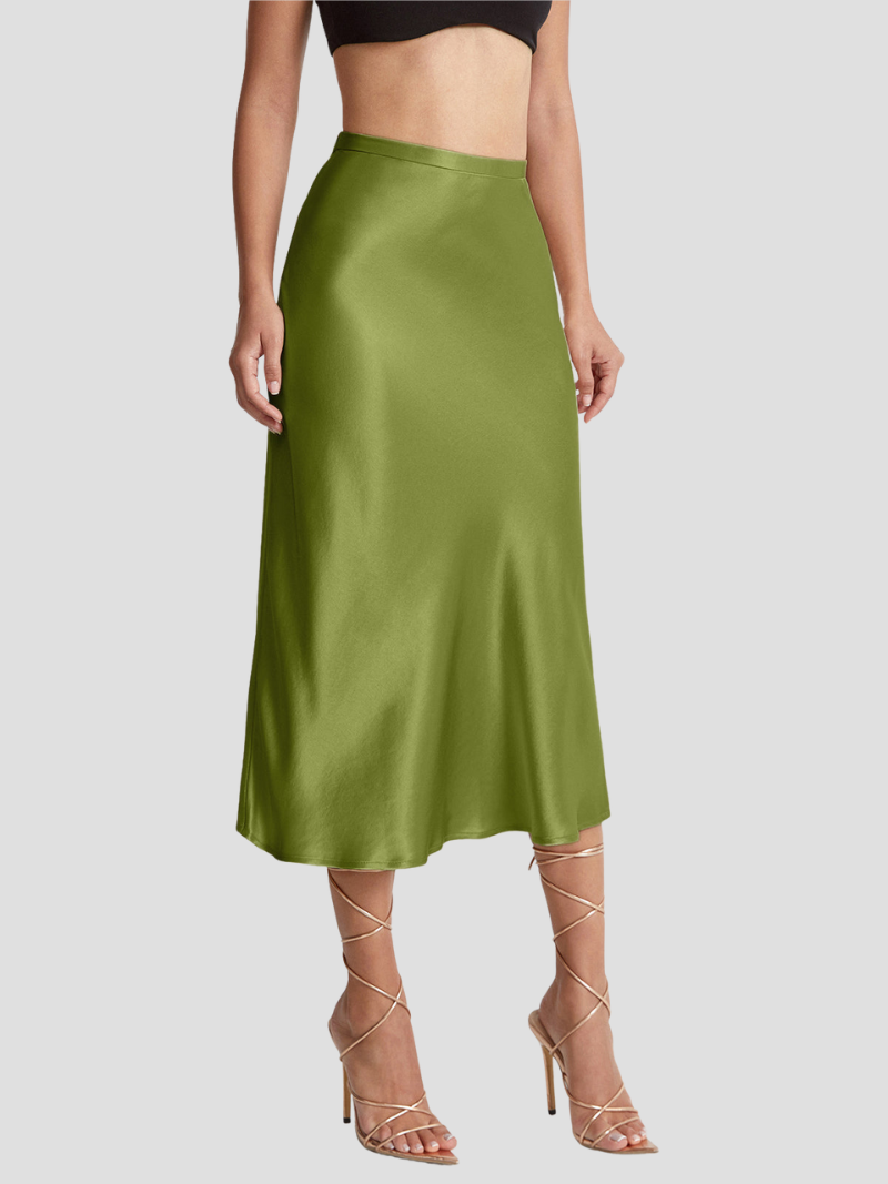 Midi Rok Elegante Satijnen Afwerking – Catharina
