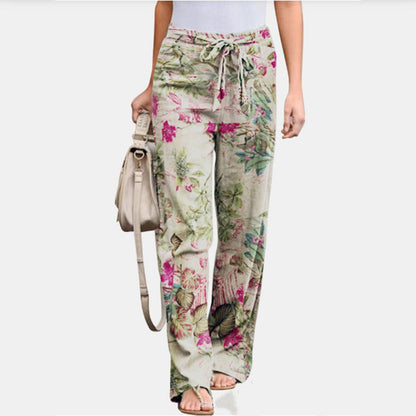 bloemenprint broek comfortabele casual dames- Simone