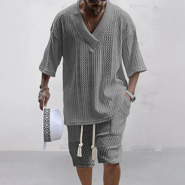 Zomer Set Gebreid V-hals en Shorts – Joris
