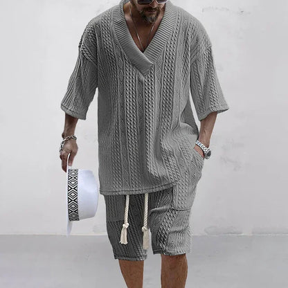 Zomer Set Gebreid V-hals en Shorts – Joris