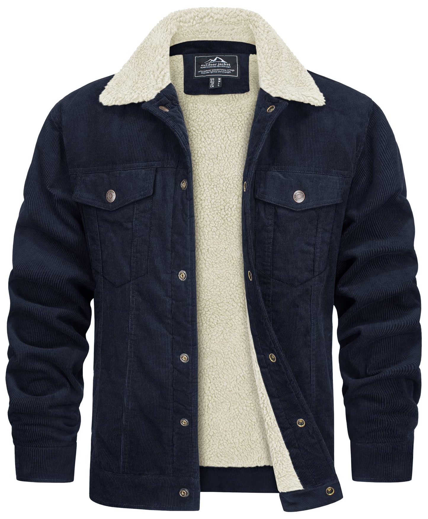 Heren corduroy jacket fleece gevoerd met bontkraag slim fit - Jackson