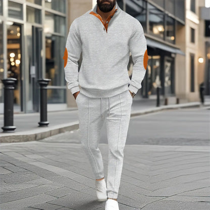 Hoodie met Halve Rits Wafelstructuur en Broek – Pieter