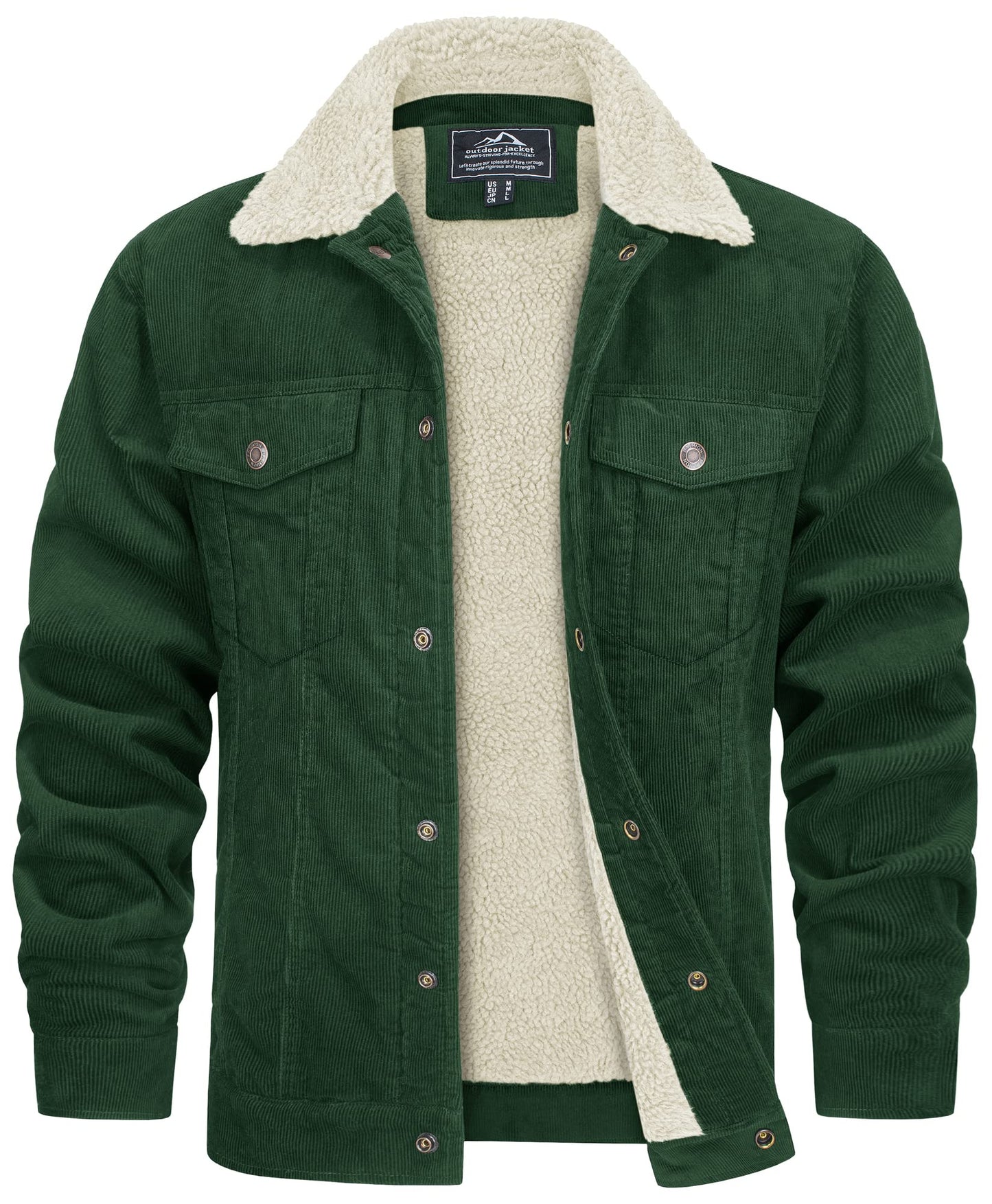 Heren corduroy jacket fleece gevoerd met bontkraag slim fit - Jackson