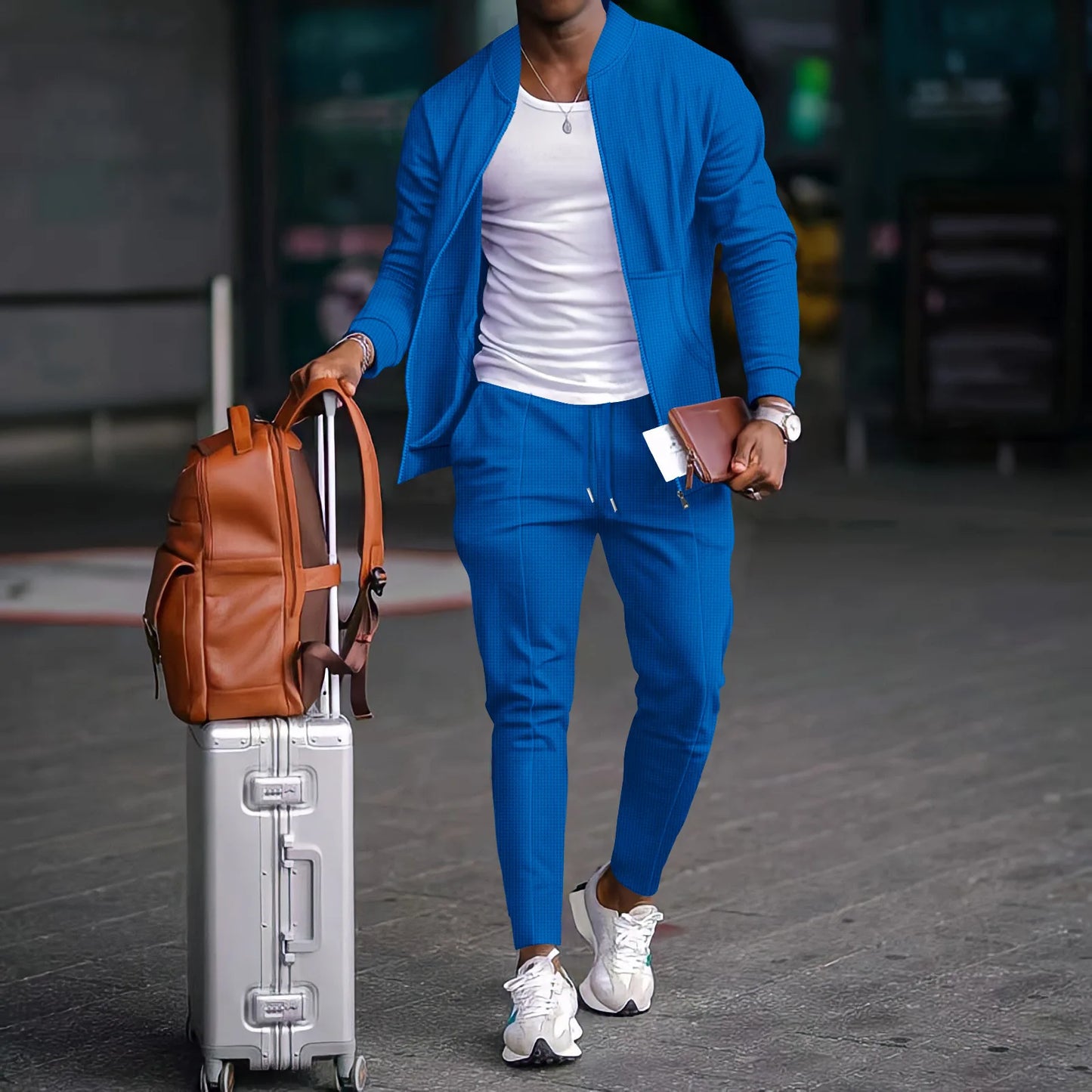 Blazer Set Wafelstof Casual Met Rits – Hendrik